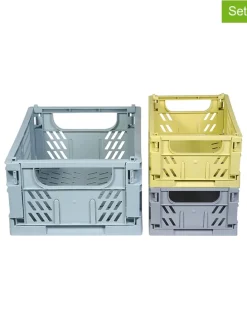 3er-Set: Aufbewahrungskisten "Ella" in Grau/ Gelb/ Hellblau