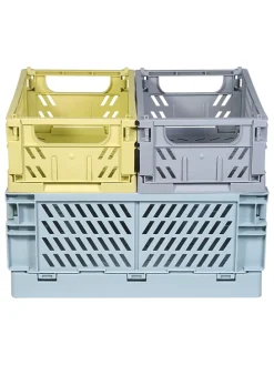 3er-Set: Aufbewahrungskisten "Ella" in Grau/ Gelb/ Hellblau