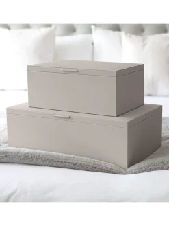 2er-Set: Aufbewahrungskisten in Taupe