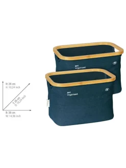 2er-Set: Aufbewahrungskörbe in Dunkelblau - (B)38 x (H)26 x (T)26 cm