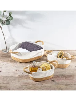 2er-Set. Aufbewahrungskörbe in Weiß/ Hellbraun