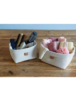 2er-Set: Aufbewahrungskörbe in Creme