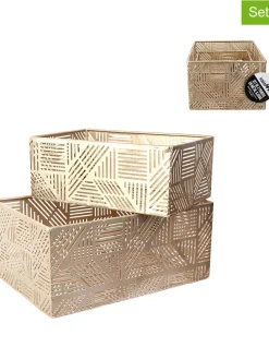 2er-Set: Aufbewahrungskörbe in Gold