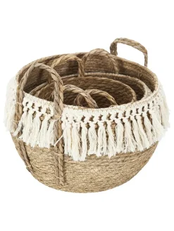 3er-Set: Aufbewahrungskörbe in Natur/ Creme