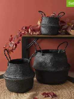 3er-Set: Aufbewahrungskörbe in Schwarz