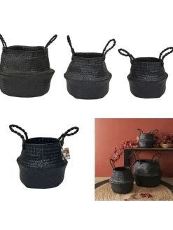 3er-Set: Aufbewahrungskörbe in Schwarz