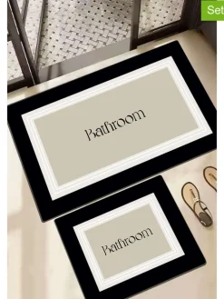 2er-Set: Badvorleger in Beige/ Weiß/ Schwarz