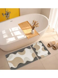 2er-Set: Badvorleger in Beige/ Grau/ Weiß