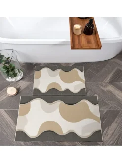 2er-Set: Badvorleger in Beige/ Grau/ Weiß