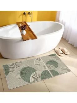 2er-Set: Badvorleger in Grün/ Beige