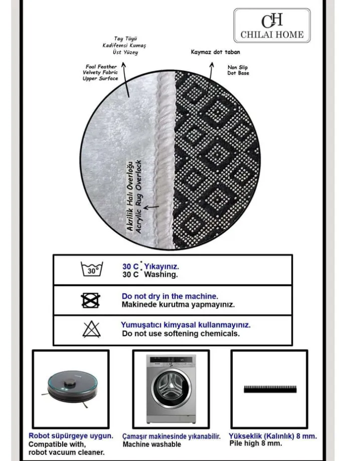 2er-Set: Badvorleger in Schwarz/ Weiß