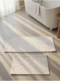 2er-Set: Badvorleger "Rabbit" in Creme