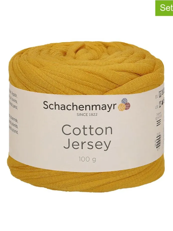 9er-Set: Baumwoll-Mixgarne ''Cotton Jersey'' in Senf - 9x 100 g