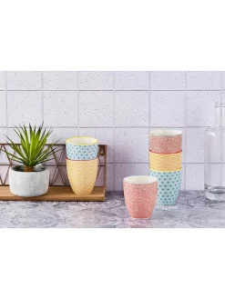 6er-Set: Becher "Color" in Rot/ Gelb/ Hellblau - 300 ml