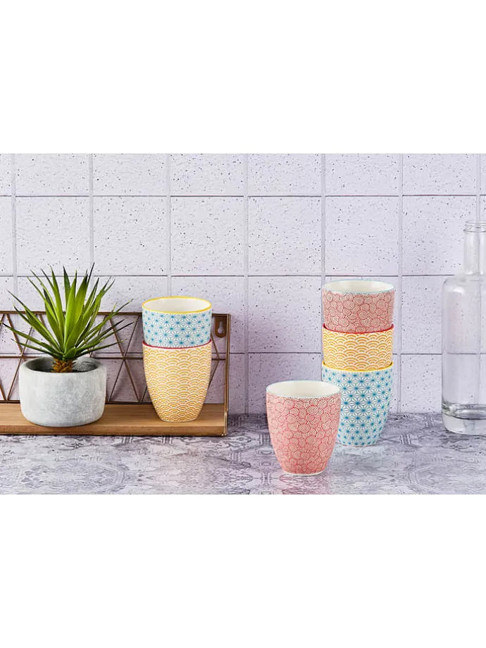 6er-Set: Becher "Color" in Rot/ Gelb/ Hellblau - 300 ml