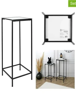 2er-Set: Beistelltische "Felicity" in Schwarz/ Weiß - (B)34 x (H)90 x (T)34 cm