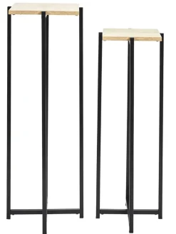 2er-Set: Beistelltische in Schwarz/ Natur