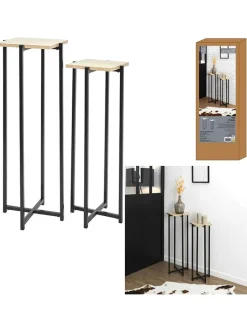 2er-Set: Beistelltische in Schwarz/ Natur