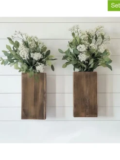 2er-Set: Blumentöpfe in Braun - (B)16 x (H)8 x (T)6 cm