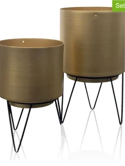 2er-Set: Blumentöpfe in Gold/ Schwarz