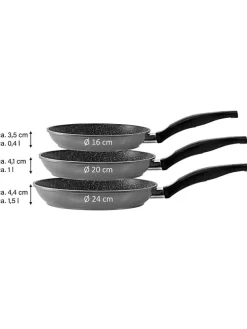 3er-Set: Bratpfannen in Grau