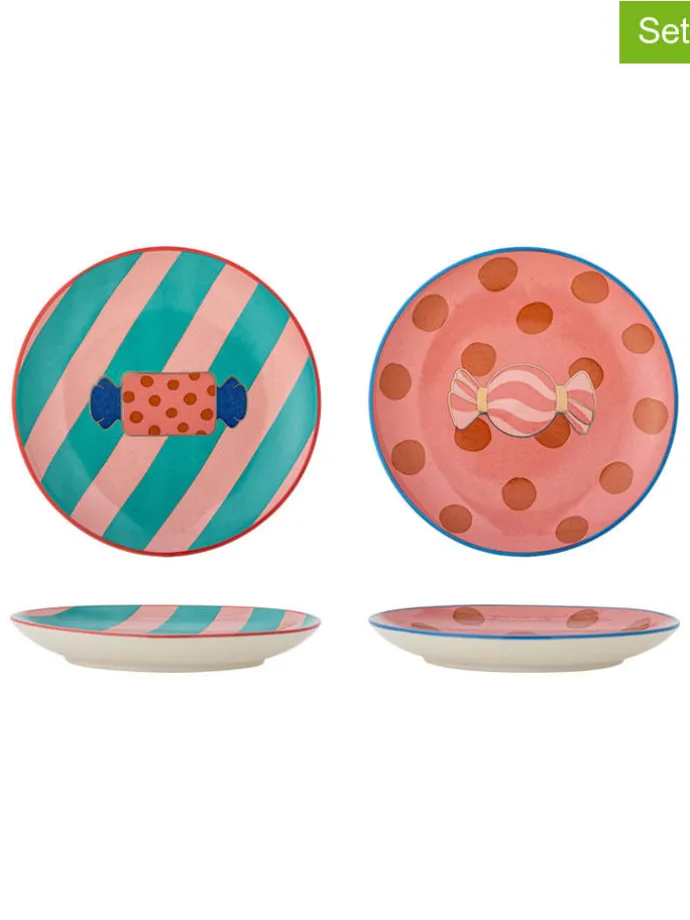 2er-Set: Brotteller ''Caramella'' in Rosa/ Türkis - Ø 16 cm