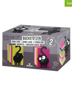 2er-Set: Buchstützen ''Ed, the Cat'' in Schwarz - (B)10 x (H)16 x (T)10 cm