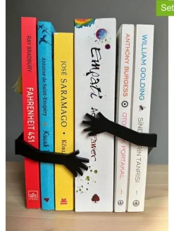 2er-Set: Buchstützen in Schwarz - (B)7,5 x (H)12 cm