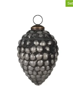 2er-Set: Christbaumkugeln in Silber/ Schwarz - (H)11 x Ø 8 cm