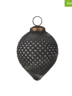 2er-Set: Christbaumkugeln in Schwarz/ Silber - (H)10 x Ø 8 cm