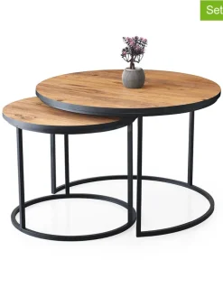 2er-Set: Couchtische "Oden" in Hellbraun/ Schwarz