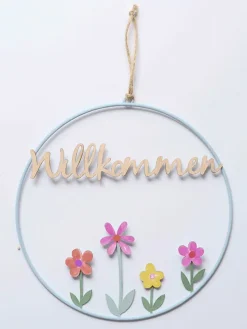 2er-Set: Dekoanhänger "Blümi" in Beige/ Hellblau - (L)30 cm