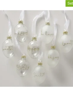 2er-Set: Dekoanhänger "Davina" in Weiß/ Transparent - 2x 4 Stück