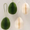4er-Set: Dekoanhänger "Eggo" in Creme/ Grün - (H)8 cm
