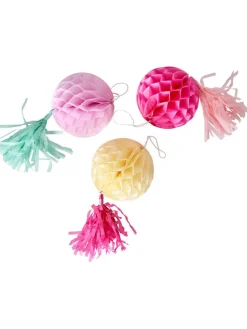 3er-Set: Dekoanhänger in Pink/ Gelb - Ø 10 cm