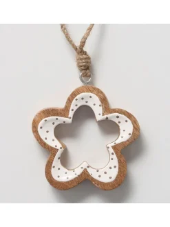 2er-Set: Dekoanhänger "Teris" in Weiß/ Hellbraun