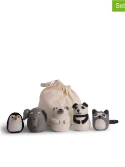 5er-Set: Dekoanhänger "Zootiere" in Grau/ Weiß/ Hellbraun - (H)9,5 x Ø 6 cm