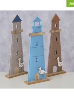 3er-Set: Dekoaufsteller "Coasty" in Grau/ Hellblau - (H)44,4 cm