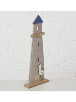 3er-Set: Dekoaufsteller "Coasty" in Grau/ Hellblau - (H)44,4 cm