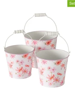 3er-Set: Dekoeimer "Rosella" in Weiß/ Rosa