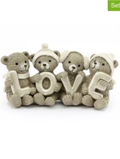 2er-Set: Dekofiguren "Bears Love" in Hellbraun - (B)15,5 x (H)7,5 x (T)5 cm