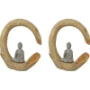 2er-Set: Dekofiguren "Buddha" in Hellbraun - (B)21 x (H)22 x (T)6 cm
