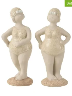2er-Set: Dekofiguren "Frau" in Beige - (H)25 cm