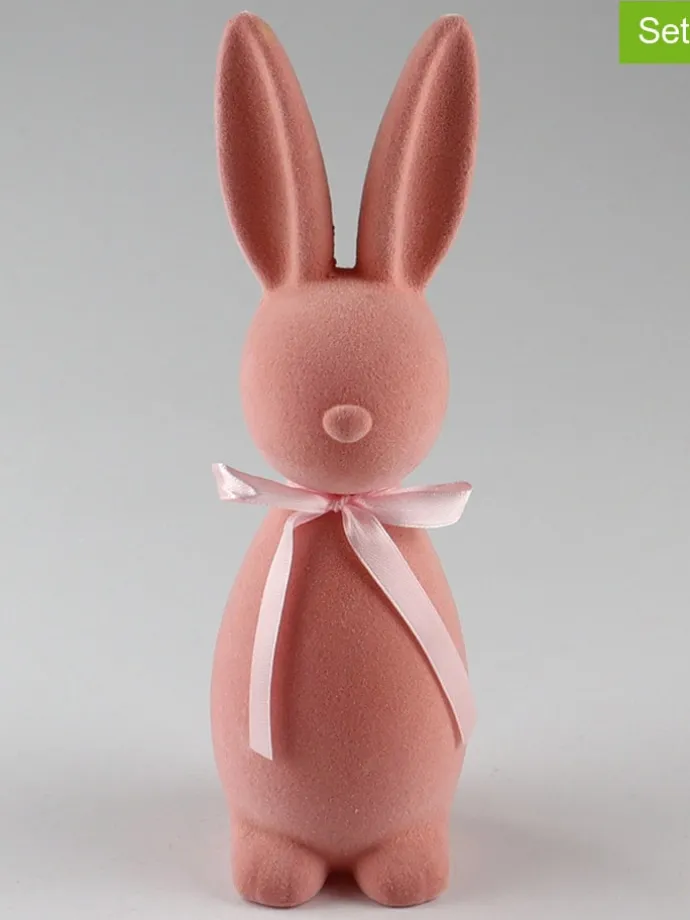 2er-Set: Dekofiguren ''Hase'' in Rosa - (B)7 x (H)23 x (T)6 cm