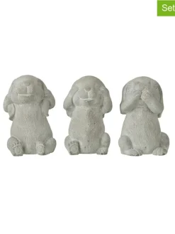 3er-Set: Dekofiguren "Hasen" in Grau - (H)20 x Ø 13,5 cm