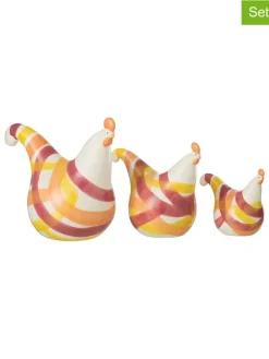 3er-Set: Dekofiguren "Hennen" in Gelb/ Orange/ Pink