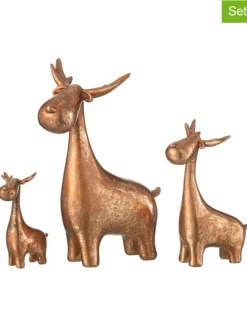 3er-Set: Dekofiguren "Hirschen" in Kupfer - (B)18 x (H)25 cm