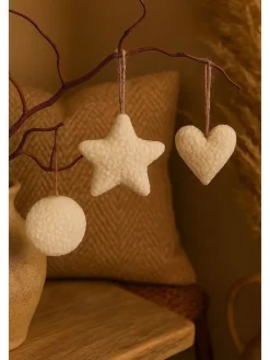 3er-Set: Dekohänger in Creme - (L)12 cm