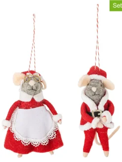 2er-Set: Dekohänger ''Peo'' in Rot/ Grau - (L)12 cm