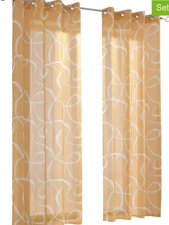 2er-Set: Dekoschals in Gelb/ Weiß